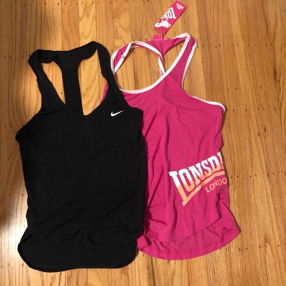 Black Nike Tank + New Pink Lonsdale London Tank S